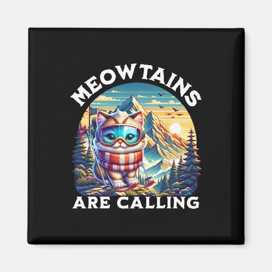 Aimant Les Mowtains Appelent Drôle Chat Quirky Ski (Devant)