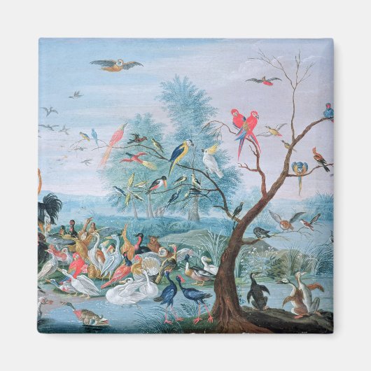 Aimant Les oiseaux tropicaux dans un paysage (Devant)