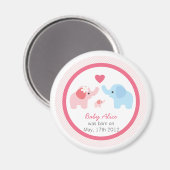 Aimant Les parents et le Baby shower des éléphants (Recto/Verso)