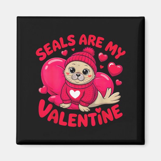 Aimant Les phoques sont mon valentin mignon design d'amou (Devant)