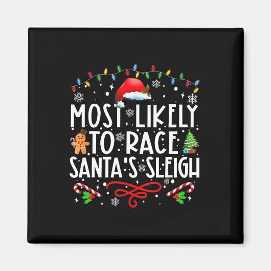 Aimant Les Plus Probables De Course Père Noël Sleigh Fami (Devant)