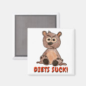 Aimant Les régimes sont nuls ! Caricature de petit ours g (Recto/Verso)