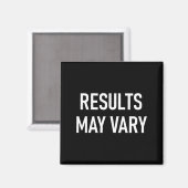 Aimant Les résultats peuvent varier, Drôle, Blague, Sarca (Recto/Verso)
