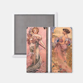 Aimant Les saisons (printemps, été) Alphonse Mucha (Recto/Verso)