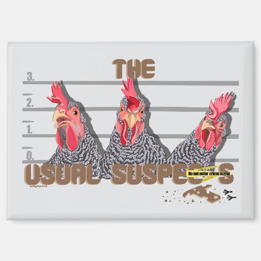 Aimant Les suspects habituels de POULET—Poules rocheuses (Recto)