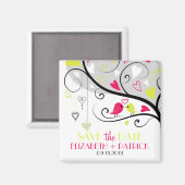 Aimant Les tourterelles pleines de couleurs Whimsical Enr (Recto/Verso)