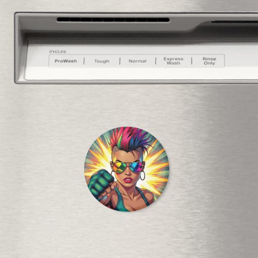 Aimant Lesbienne LGBT Mohawk Uppercut Pop Art (In Situ (Lave-vaisselle))