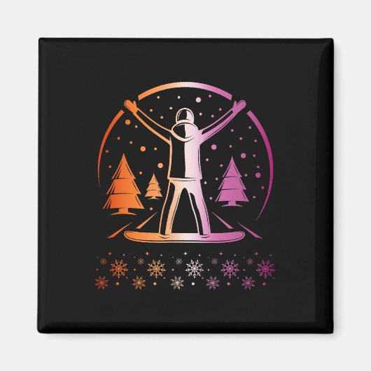 Aimant Lesbienne Pride Subtle Lgbtq Snowboard Hiver Out (Devant)