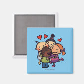 Aimant Leslie Patricelli Group Accroché avec des amis (Recto/Verso)