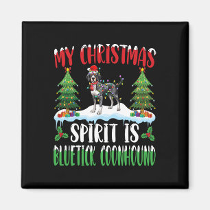 Aimant L'Esprit De Noël Est Bluetick Coonhound Portant Sa