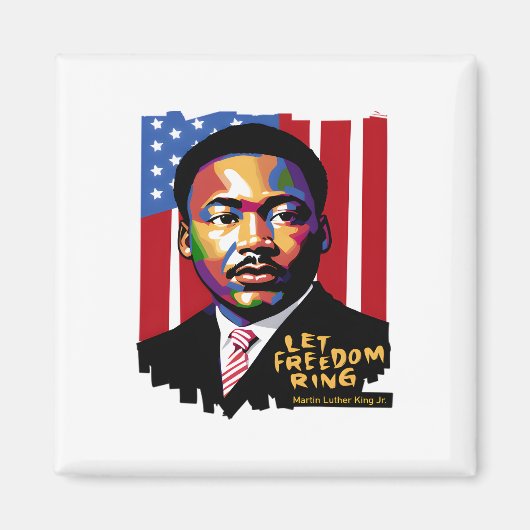 Aimant Let Freedom Ring, Citation de MLK, Histoire des No (Devant)