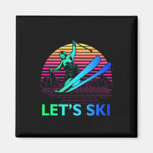 Aimant Let Is Ski Colorful Vintage 90s 80s Ski hiver