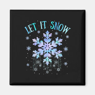 Aimant Let It Snow Tie Dye Snowflake Ski Snowboard Xma