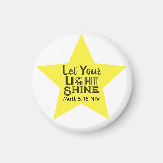 Aimant Let Your Light Shine Bible Verse Yellow Star (Devant)