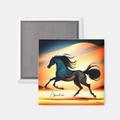 Aimant L'étalon noir Abstrait dans le désert (Recto/Verso)