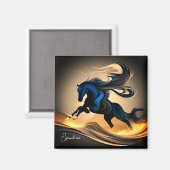 Aimant L'étalon noir Abstrait dans le désert (Recto/Verso)