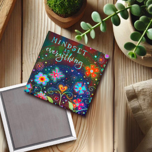 Aimant L'état d'esprit est tout Inspirationnel Floral ten