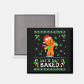 Aimant Lets Get Baked Ugly Sweater Weed Christmas Xmas (Recto/Verso)