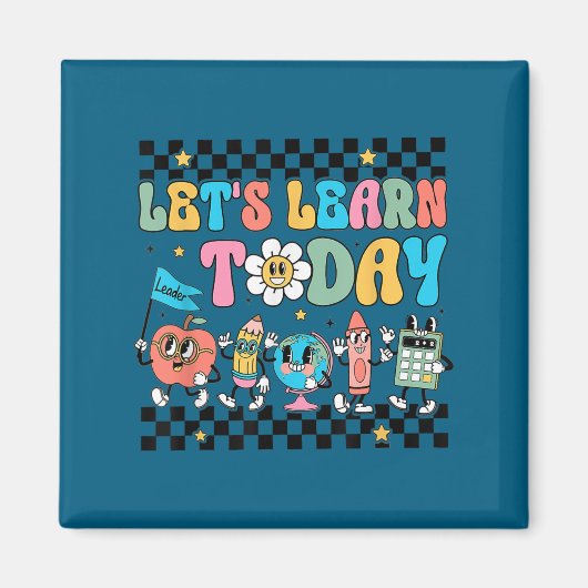 Aimant Let's Learn Today Retro Back To School Teacher Mot (Devant)