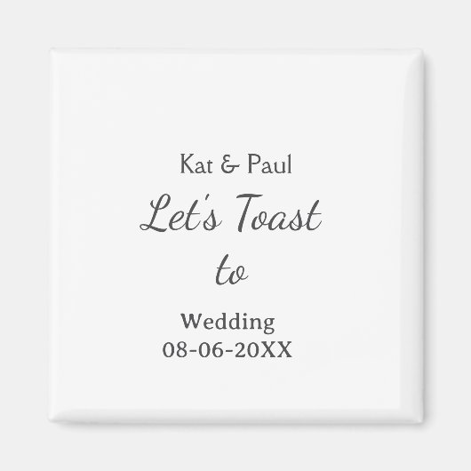 Aimant Let's toast to wedding add name date simple couple (Devant)