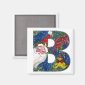 AIMANT LETTRE B DE NOËL / MONOGRAMME DE RIBON ROUGE PÈRE  (Recto/Verso)