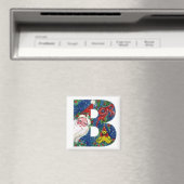 AIMANT LETTRE B DE NOËL / MONOGRAMME DE RIBON ROUGE PÈRE  (In Situ (Lave-vaisselle))