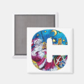 AIMANT LETTRE C DE NOËL / MONOGRAM PÈRE NOËL INSPIRÉ (Recto/Verso)