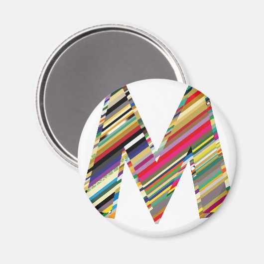 Aimant LETTRE CAPITALE M Multicolore, (Recto/Verso)