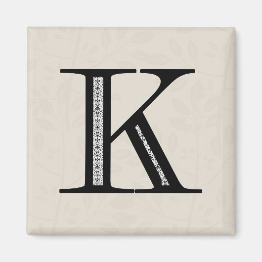Aimant Lettre Damas K - Noir (Devant)