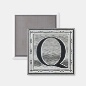 Aimant Lettre de bloc "Q" Bois de coupe initial (Recto/Verso)