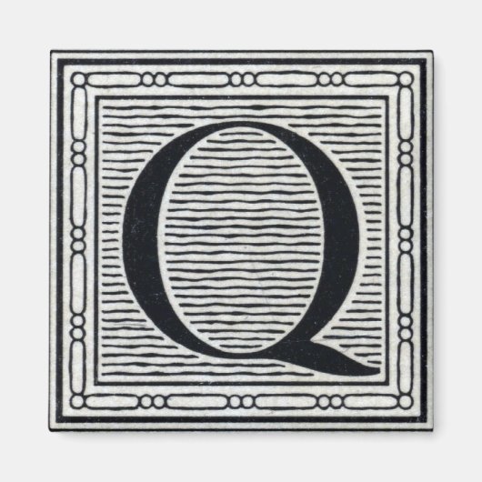 Aimant Lettre de bloc "Q" Bois de coupe initial (Devant)