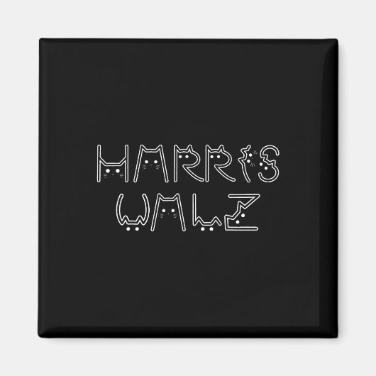 Aimant Lettre de chat Harris Tim Walz Waltz Conception de (Devant)