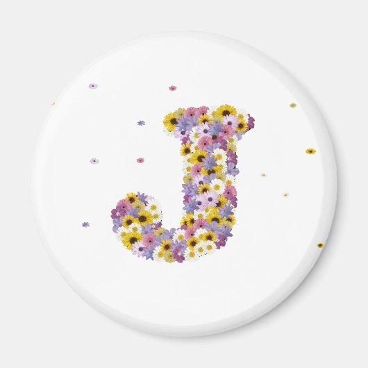 Aimant Lettre de fleurs J (Devant)