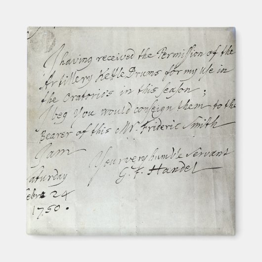 Aimant Lettre de George Frederick Handel (Devant)