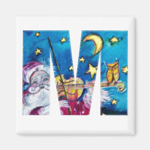 AIMANT LETTRE DE NOËL M / MONOGRAM PÈRE NOËL INSPIRÉ