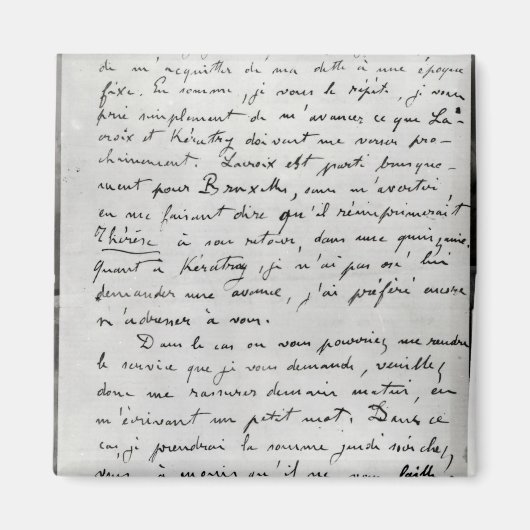 Aimant Lettre de Zola à Edouard Manet 1868 (Devant)