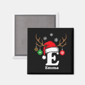 Aimant Lettre E Nom Initial Emma Avec Chapeau De Père Noë (Recto/Verso)