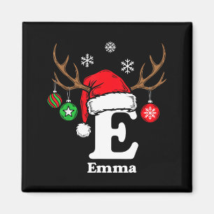 Aimant Lettre E Nom Initial Emma Avec Chapeau De Père Noë