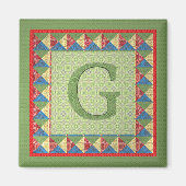 Aimant Lettre G : Style "Quilt en tissu" initial et Motif (Devant)