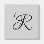 Aimant LETTRE INITIALE Calligraphie 3D Noire | Pastel Gre (Devant)