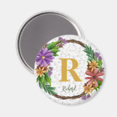 Aimant Lettre initiale de monogramme de nom de couronne f (Recto/Verso)