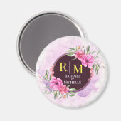 Aimant Lettre initiale florale de couronne Monogramme Nom (Recto/Verso)