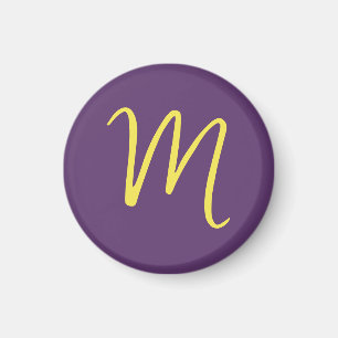 Aimant Lettre initiale Monogramme élégant Indigo jaune