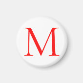 Aimant Lettre initiale rouge blanc monogrammed profession (Devant)