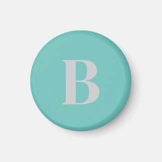 Aimant LETTRE INITIALE UNIQUE CLAIR Turquoise Gray Monogr