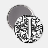 Aimant Lettre J Monogramme médiéval Art Nouveau (Recto/Verso)