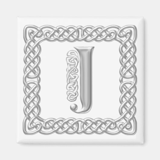 Aimant LETTRE J MONOGRAPHIQUE DE L'EFFET D'ARGENT Knot Ce (Devant)