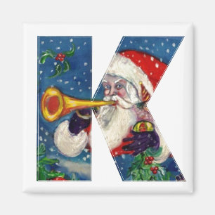 AIMANT LETTRE K DE NOËL / MONOGRAMME BUGLER DE PÈRE NOËL