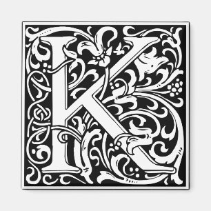 Aimant Lettre K Monogramme Art Nouveau Médiéval
