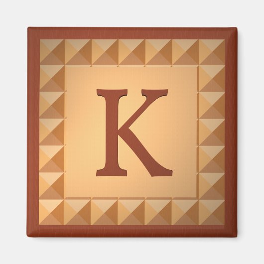 Aimant Lettre K : Parquetry Wood Look Initial (Devant)